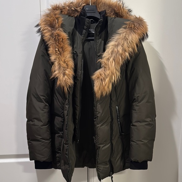 Mackage Adali Women's Down Coat Olive with natural fur Signature Collar - Picture 5 of 8